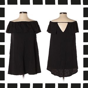REBECCA MINKOFF OFF THE SHOULDER BLACK DRESS XXS